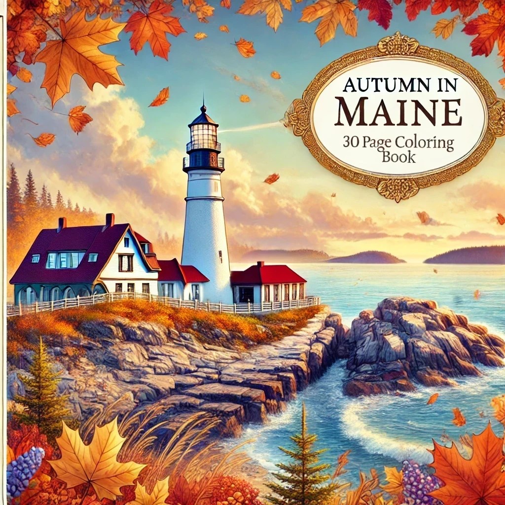 Autumn in Maine Coloring Book – 30 Printable Nature Scenes (Digital Download)