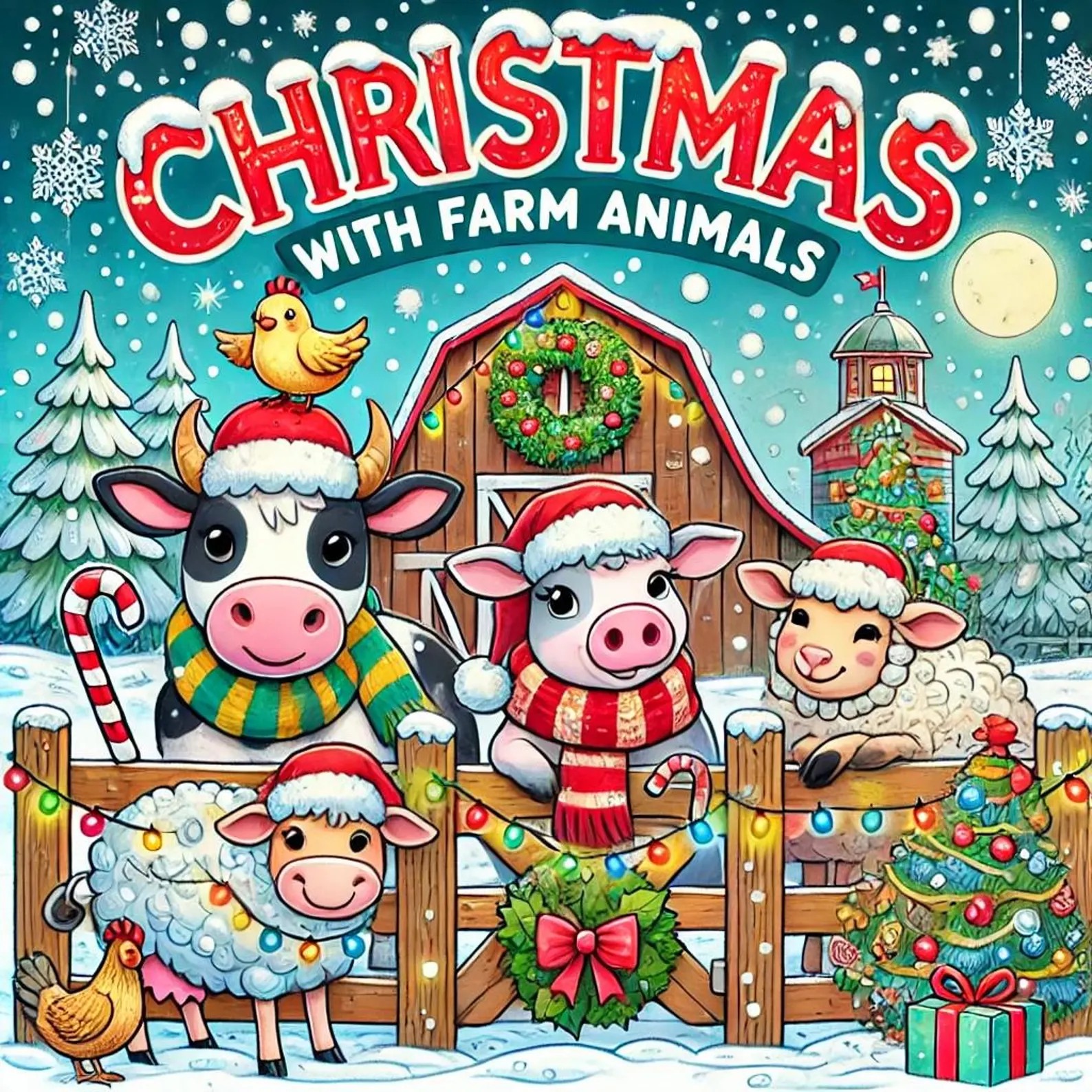 Christmas with Farm Animals – 30-Page Kids' Coloring Book – Easy, Fun, and Printable Digital Download